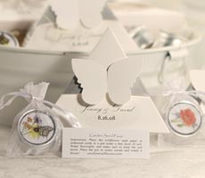 designer butterfly favor box with seed tins for butterfly garden