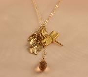 dragonfly earring and necklace gold and silver wedding gift