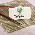 Palm Ceramic Tile Place Card Holder